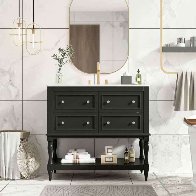 Ensemble de meuble-lavabo 36 po avec lavabo, Noir