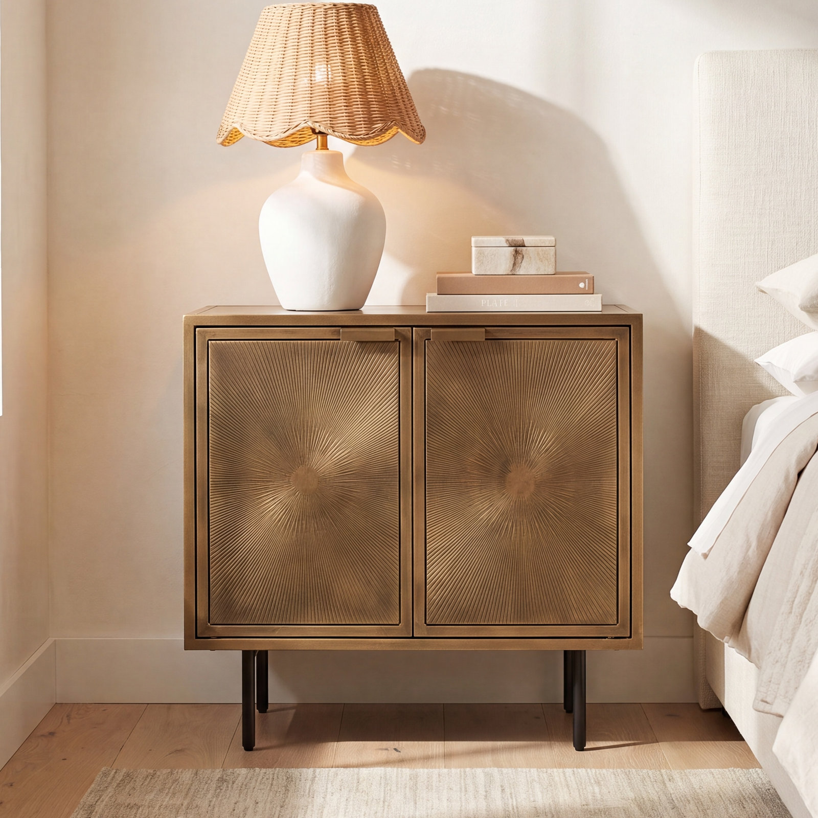 Melissa Nightstand, Aged Brass