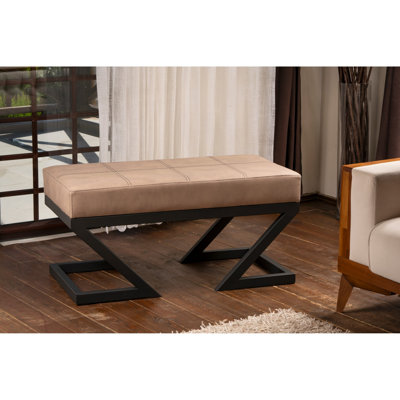 Pouf de style industriel, couleur vison, 36,2 po x 17,3 po x 18,1 po | 32 Rembourrage en mousse | Structure et pieds en métal durable (hauteur de 12,8 pouces) | Facile à nettoyer, parfait pour les salons et les bureaux modernes