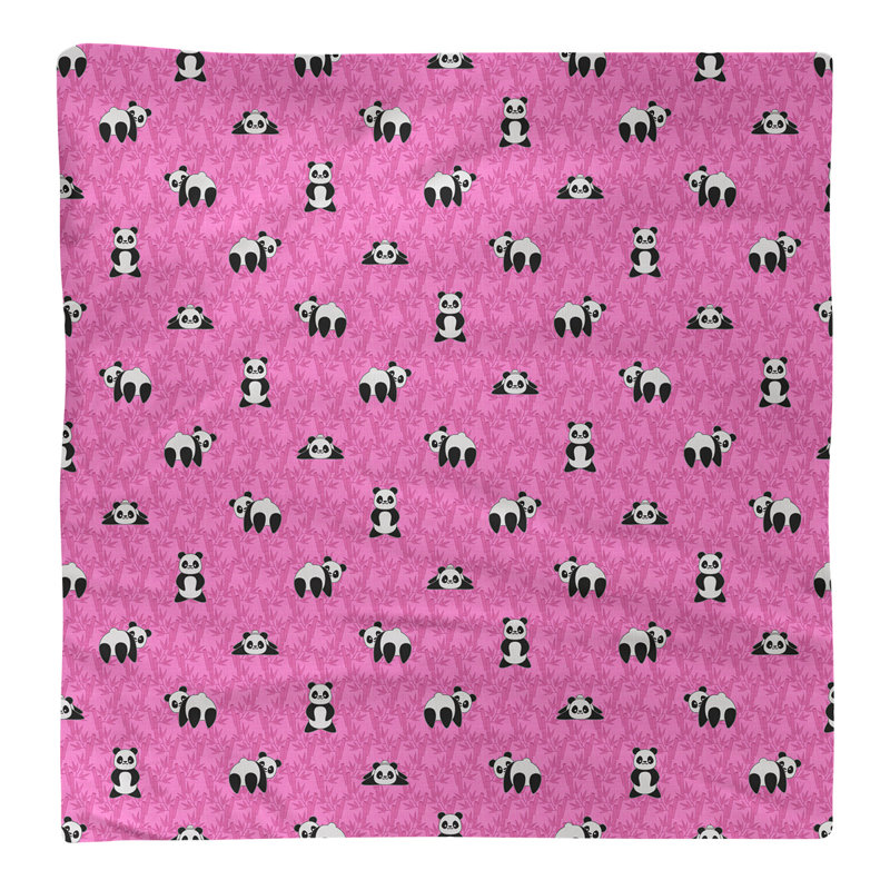 Serviette de coton à motif panda, Rose, Sergé de polyester, H 0,1 po x l 10 po x P 10 po