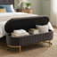 Banc coffre ottoman capitonné en velours de 130 cm avec couvercle rabattable et pieds en métal doré-274066176-521966108