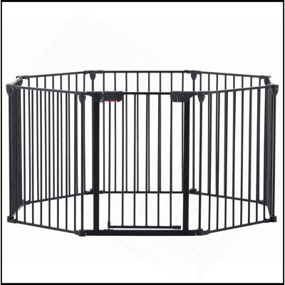 200" Adjustable Safety Gate 8 Panels Play Yard Metal Doorways Fireplace Fence Christmas Tree Fence Gate For House Stairs Gate Prohibited Area Fence