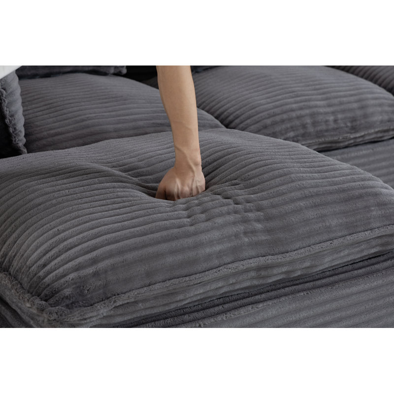 Canapé modulaire surdimensionné de 102,3 po de large avec canapé modulaire True Relax, Velours côtelé gris, Gris
