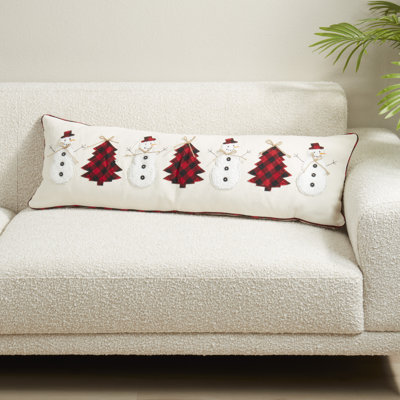Snowman And Christmas Tree Throw Pillow Cover