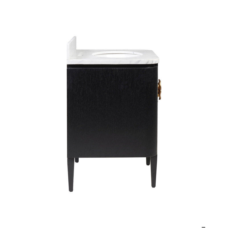 Briallen 30" Freestanding Standard Single Bathroom Vanity with Top, Polished Brass, Caviar Black