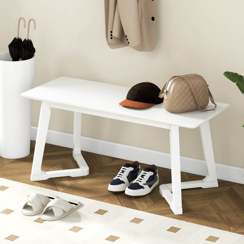 Banc de hall d'entrée moderne de 1 pièce de 42 po avec pieds en bois d'hévéa