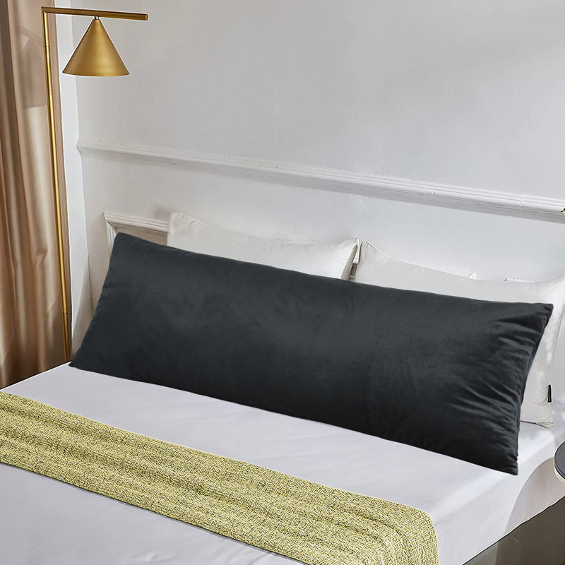 Full Body Pillow With Velvet Cover Supportive Body Pillow For Sleeping, Black