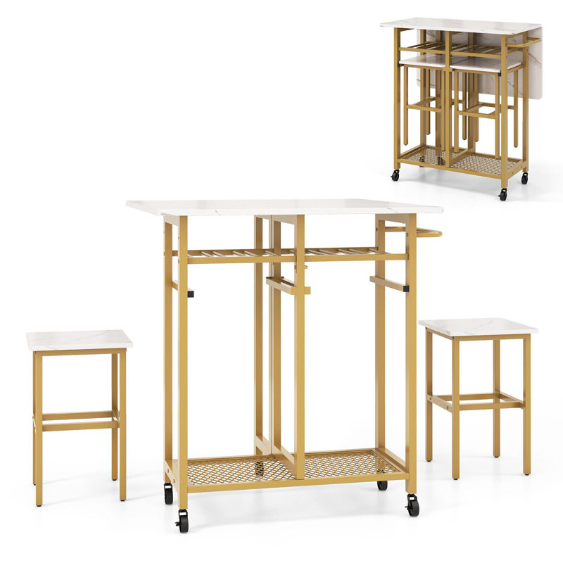 Aivi 2 -Person Dining Set, White, Gold