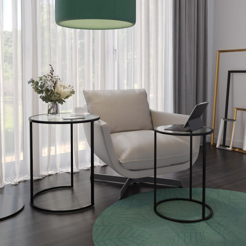 Shkar Three Leg Coffee Table, Black, White