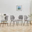 50cm Linen Fabric Upholstered Dining Chair, Vertical Stitched Kitchen Chair with Black Metal Legs-1629441734