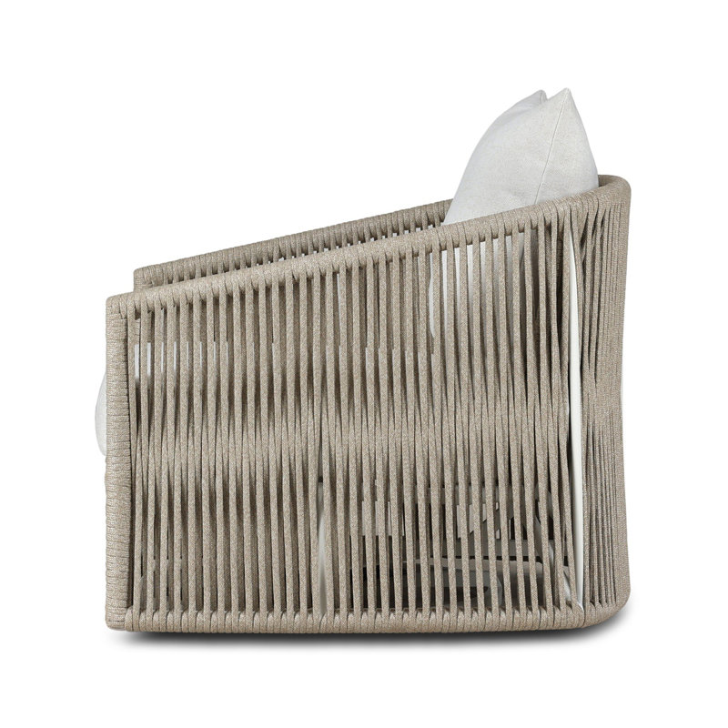 Nashira Swivel Patio Chair with Cushions, Ivory Rope, Alessi Linen