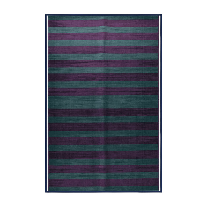 Tapis mauve à rayures horizontales lavable à la machine, Rectangulaire 2 pi x 3 pi
