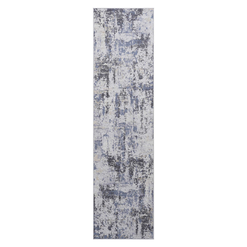 Tapis de couloir gris / denim / abstrait 2X8, Tapis de couloir 2 pi 2 po x 8 pi