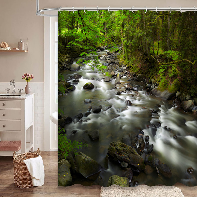 Rideau de douche avec 12 crochets River River, L 72 po x l 78 po