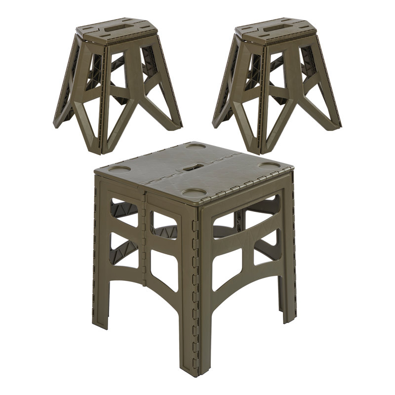 Set of 2 Tom Foldable Chair & Timo Foldable Table, Green, 17" H x 80" W x 80" D