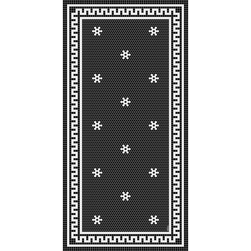 New York Black Easy to Clean Kitchen Mat, Rectangle 2'6" x 6'5"