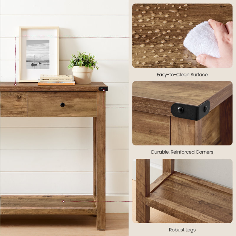 Sahai 47.2" Console Table with 3 Drawers, Brown