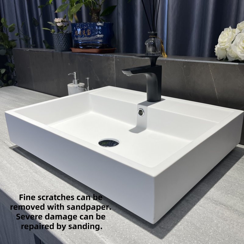 Countertop Basin Stone Resin Bathroom Sink Square