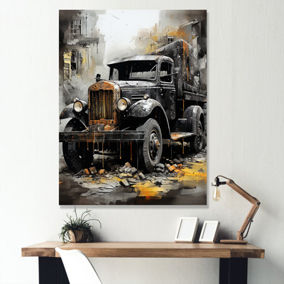 " Old Black Garbage Truck "