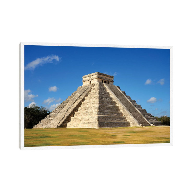 El Castillo, Mayan Ruin, Chichen Itza II 1 Piece Floater Frame Wall Art on Canvas, 66.04 cm H x 101.6 cm W, White