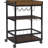 Kitchen Cart With Locking Casters, 30.5"W X 18.13"D X 36.25"H, Rustic Industrial Design, Black Metal Frame & Walnut Finish