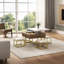 Ensemble de tables basses à plateau relevable moderne avec rangement et 4 repose-pieds blanc et noyer