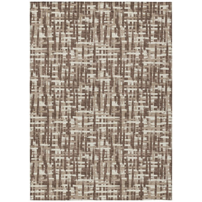 HomeRoots 10' X 14' Brown Tan And Beige Abstract Washable Indoor Outdoor Area Rug