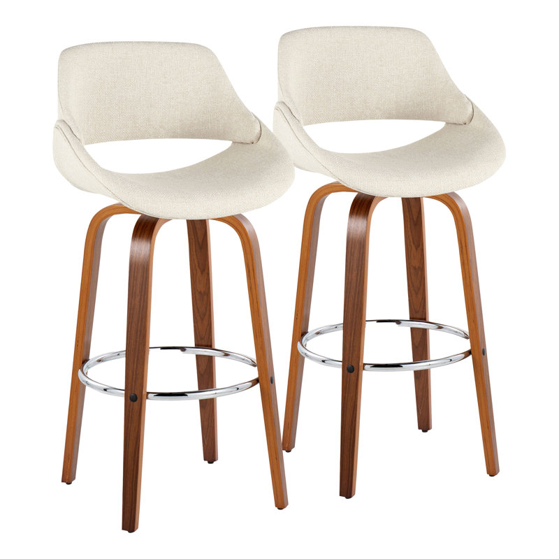 Tabouret de bar et de comptoir rembourré Najrin, Noyer / Chrome, Cream, Bar Stool (30" Seat Height)
