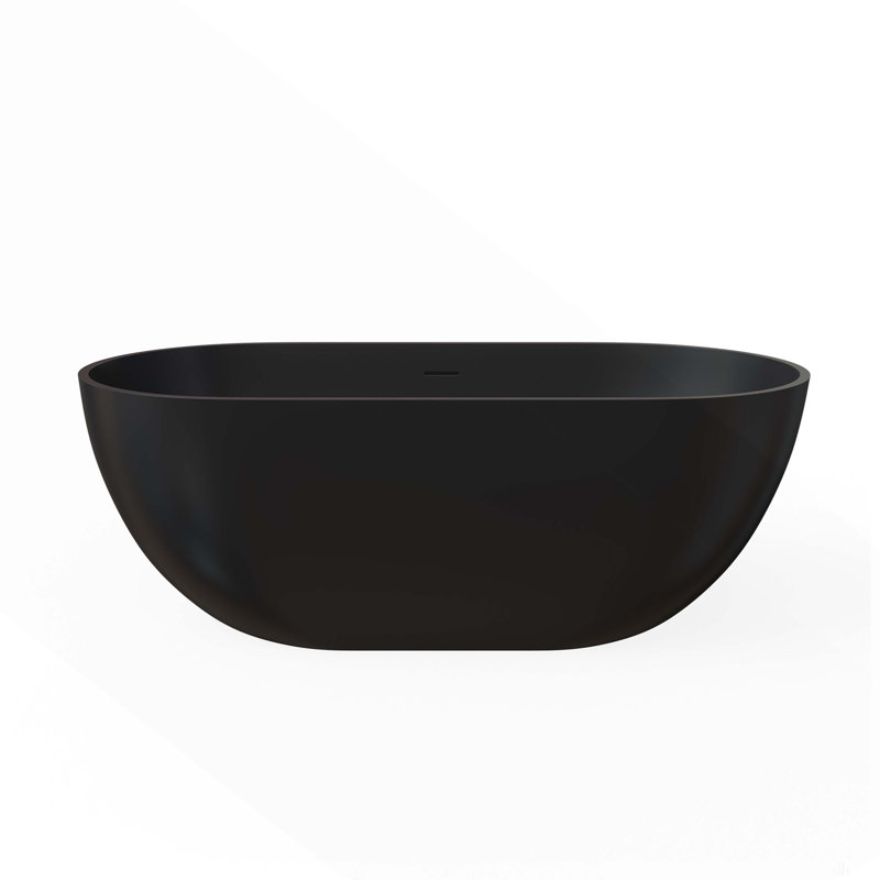 Baignoire de trempage à surface solide de 59 pouces - Baignoire profonde autoportante, Matte Black