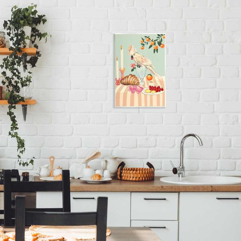 Petit déjeuner avec plaque de coq et cocotte, par Florentina Dolci, H 15 po x l 10 po