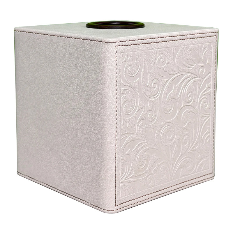 Couvercle de boîte à mouchoirs en cuir véritable ivoire Nappa