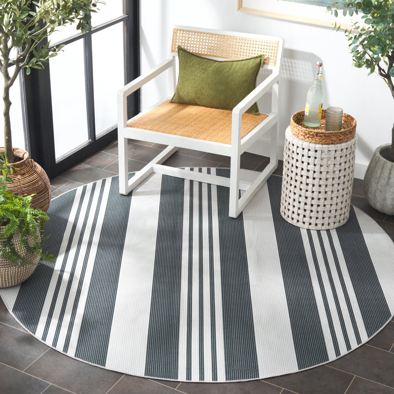 Tapis vert foncé / gris Amalea 821, Rond 6 pi