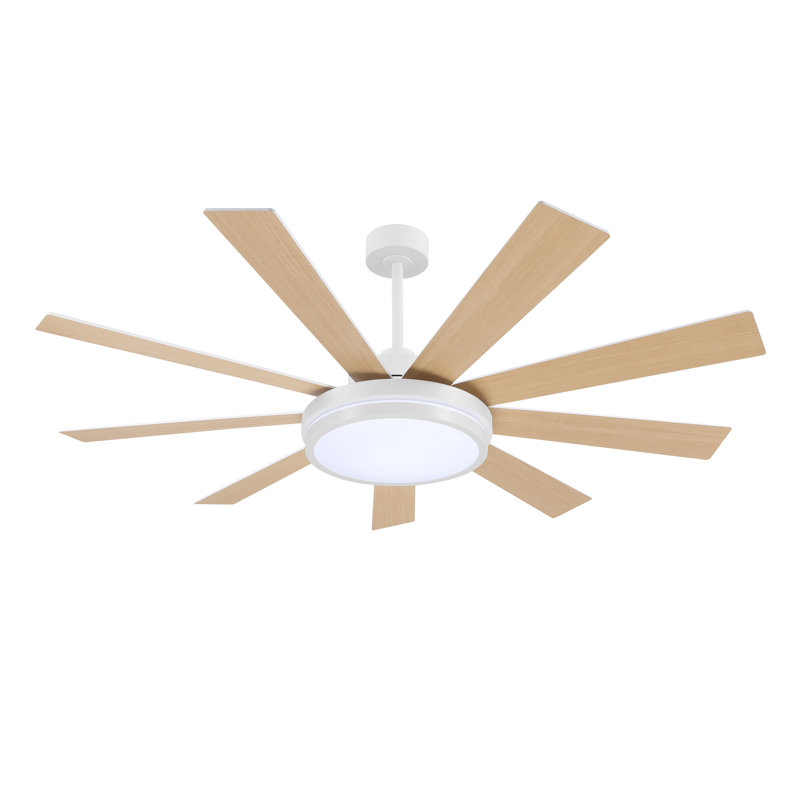 Ventilateur de plafond 60 po Mlian, Blanc, Blanc / bois gris