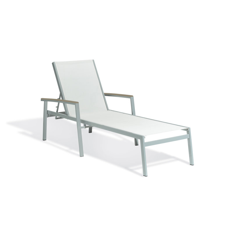 Travira Outdoor Chaise Lounge, Natural Sling, Tekwood Vintage, Flint