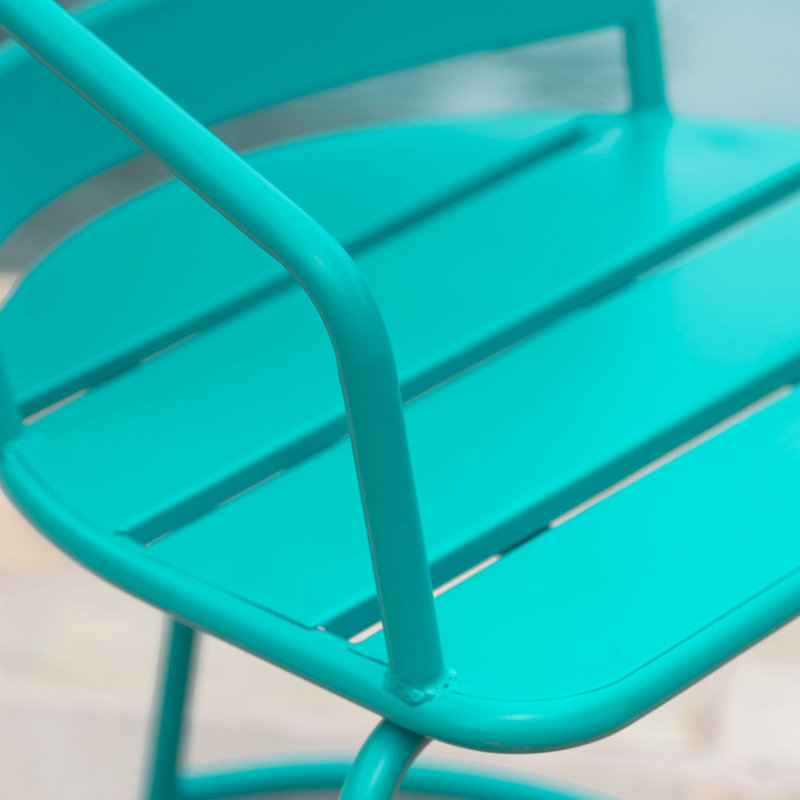 Collection Elegant Garden Bistro - Fer, finition bleu sarcelle, 2 chaises et table ovale en fer pour l'extérieur avec accent