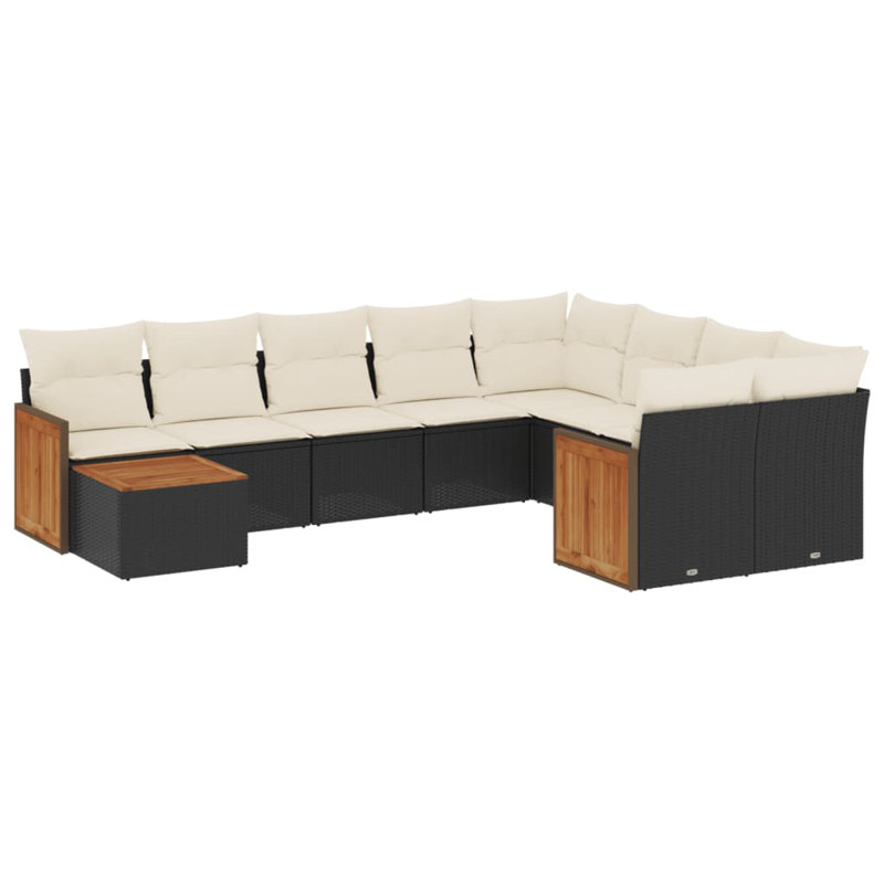 Ensemble de canapé de jardin Vidaxl, Cream Cushion/Black Frame