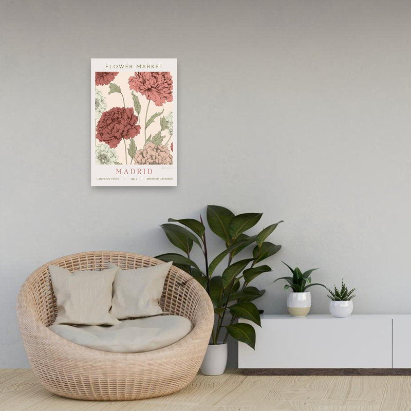Madrid Flower Market Classic Delicate Elegant Peony Rose Flower Nature Wall Art Print 1 Piece Wrapped Canvas Wall Art