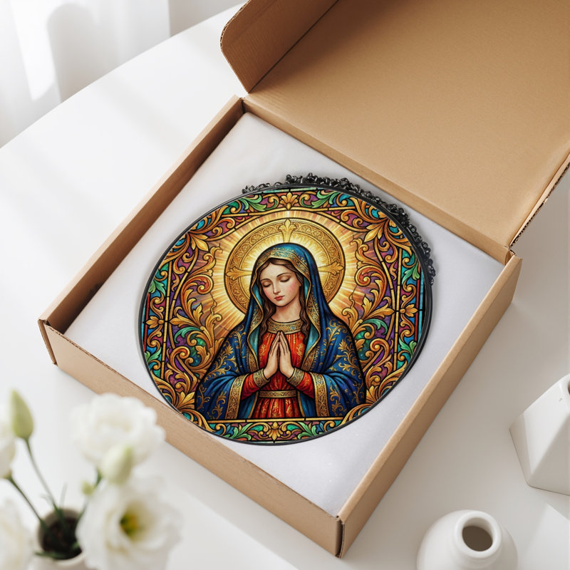 Panneau de vitrail d'art religieuse ， 7,8 H, H 7,8 po