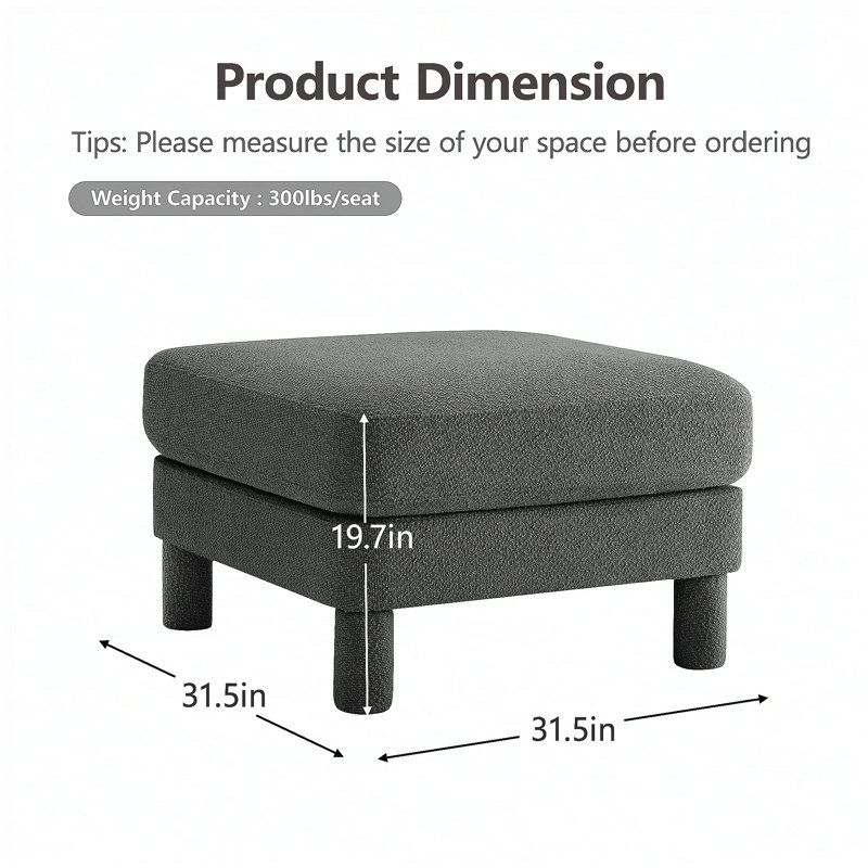 Lucas Ottoman Polyester-Dark Grey, Dark Gray