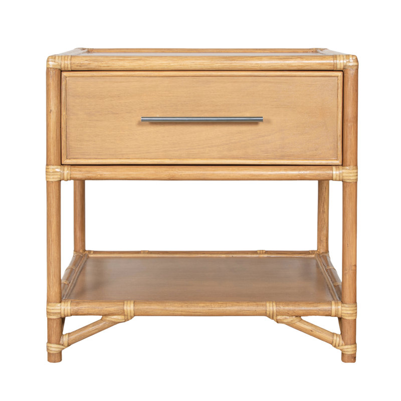 Olivia Collection 1 - Drawer Rattan Nightstand, Natural