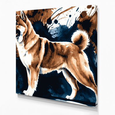 «Dogs Akita», art mural sur toile grise