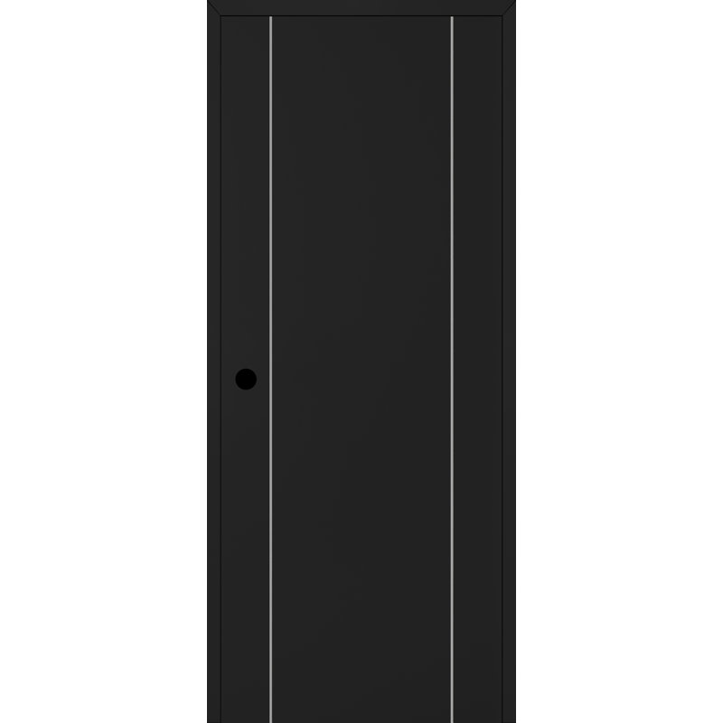 Intérieur en bois manufacturé optimisé à la main Optima 2U comme une porte pré-montée, 79,37 po x 31,75 po, Noir mat, Oui