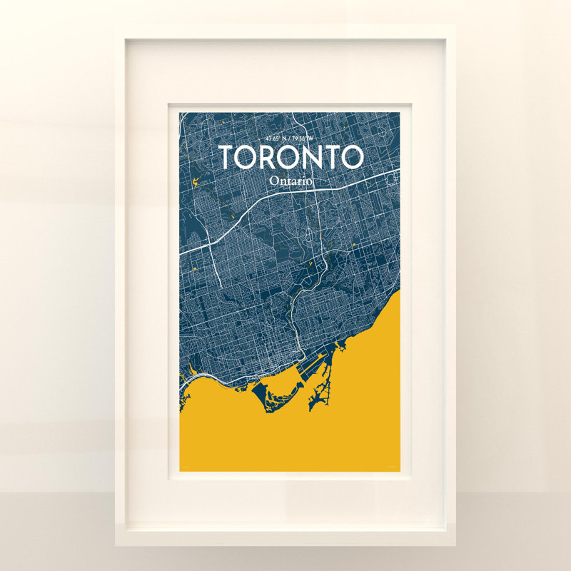 Toronto City Map in Amuse 1 Piece Wall Art, 36cm H x 24cm W x 0.05cm D