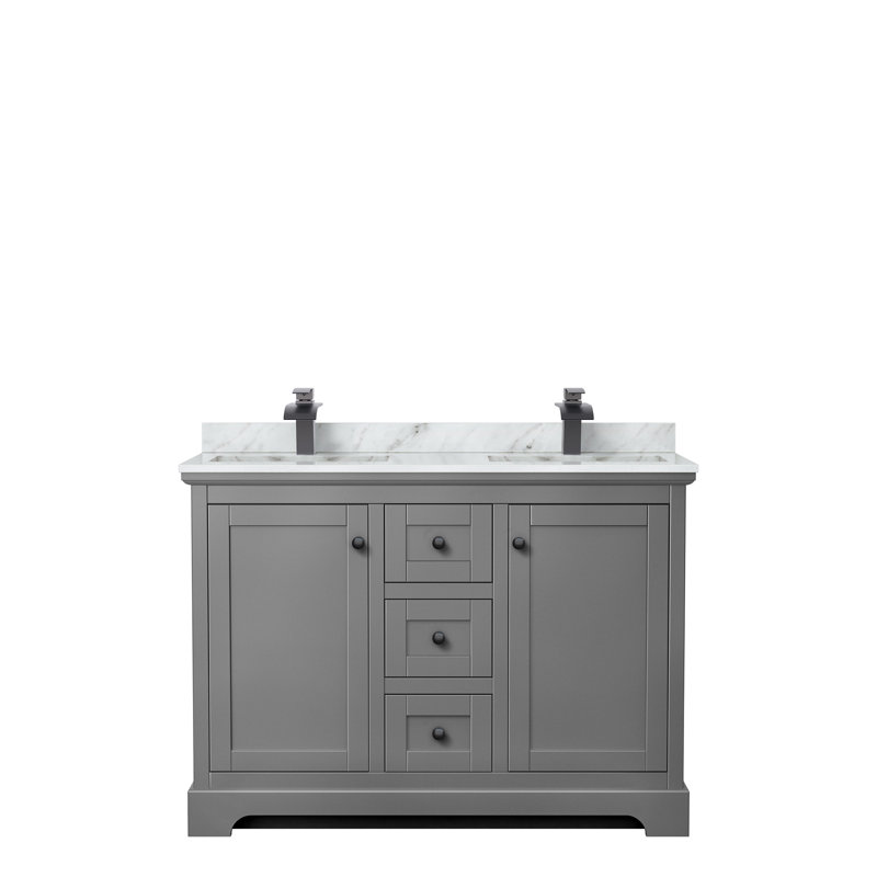 Ensemble de meuble-lavabo double 48 po Avery, Gris foncé, Noir mat