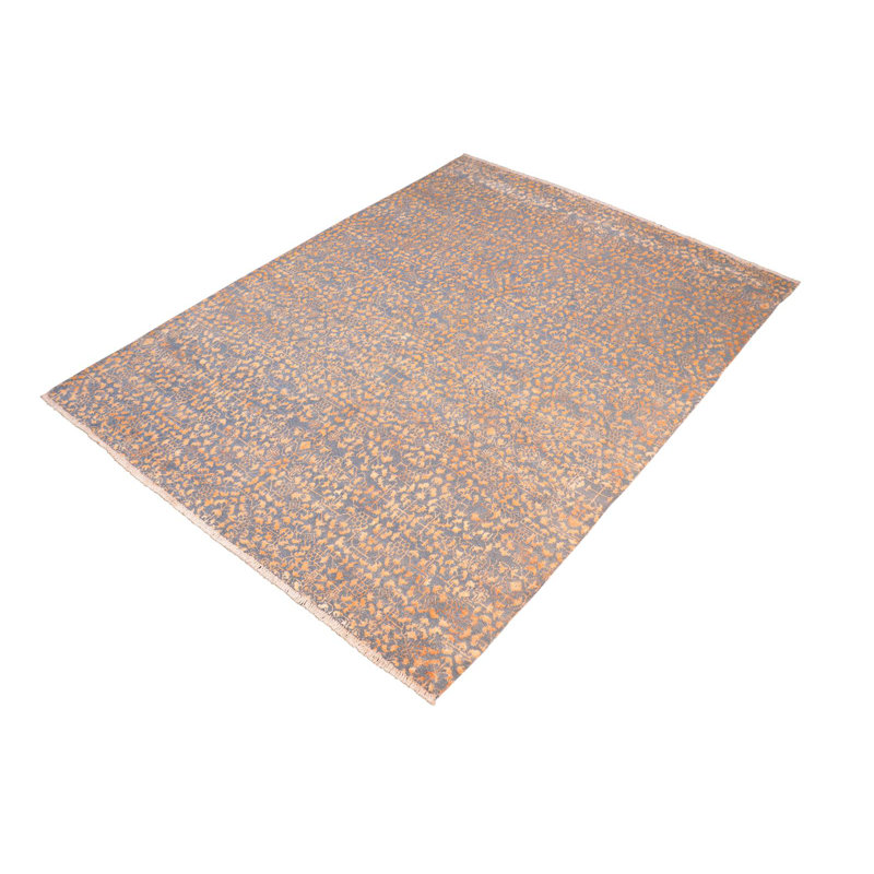 Tapis bleu clair / ivoire en laine noué à la main à motif abstrait 8 pi 1 po x 10 pi 2 po Abshire