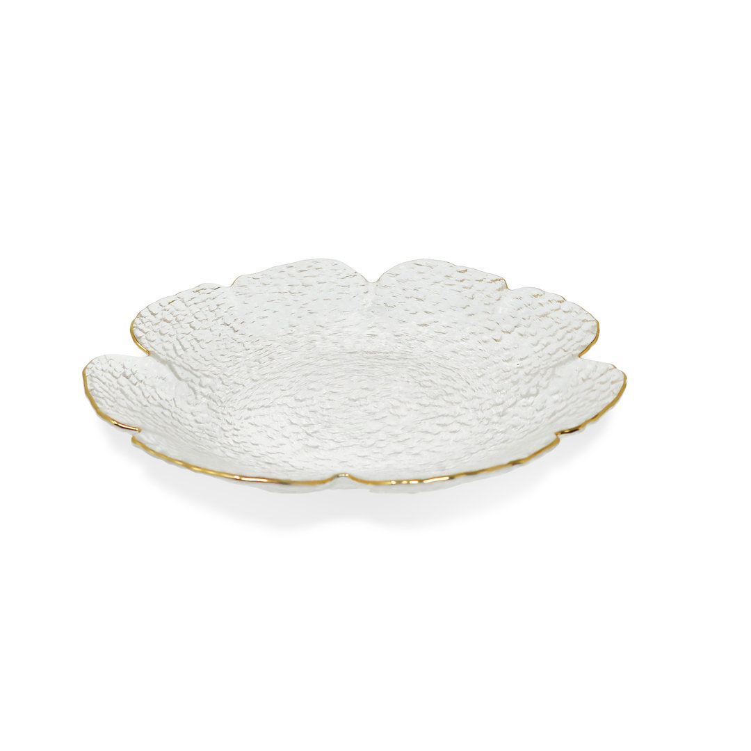 Damion Flower Shaped Plate With Gold Rim-9.5"D (Set of 4) Rosdorf Park