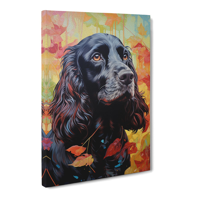 Cocker Spaniel Hard Edge Painting - Wrapped Canvas Print, 50cm H x 35cm W x 3cm D