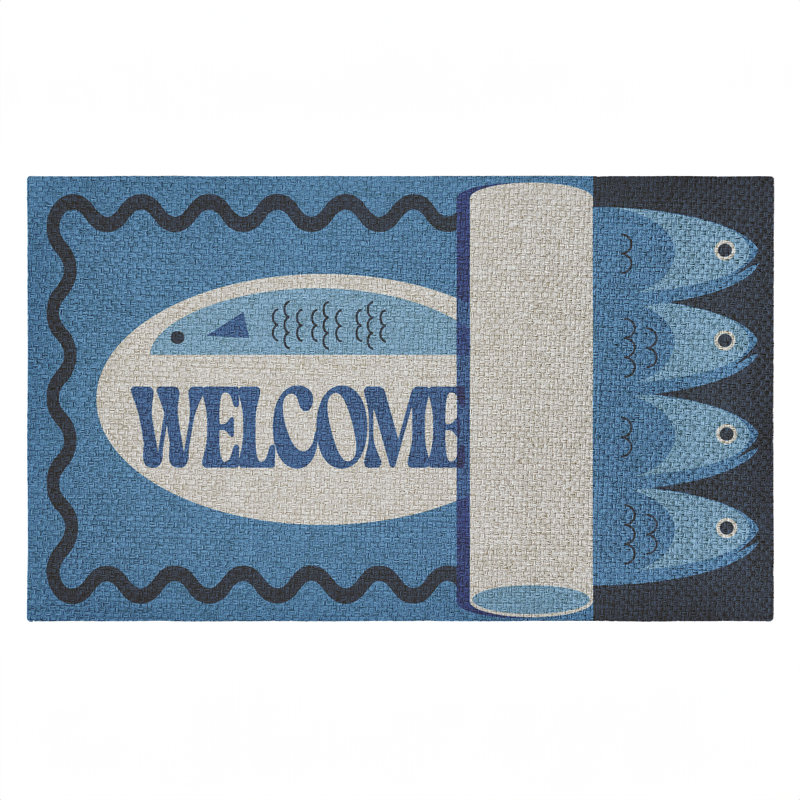 Tapis d'extérieur Welcome Coastal Tuna, par Lil 'Rue, 18 po x 30 po, Thon côtier Welcome