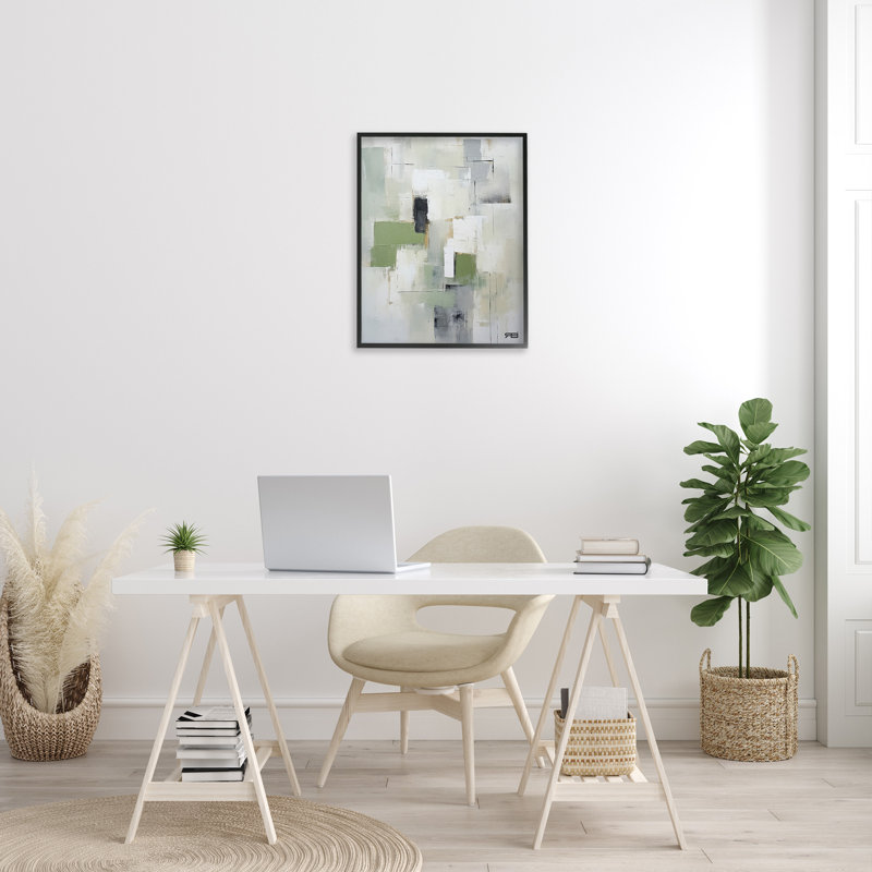 Art mural sur toile, formes subtiles de gris par RB, Giclée encadrée noir minuit, 30" H x 24" W