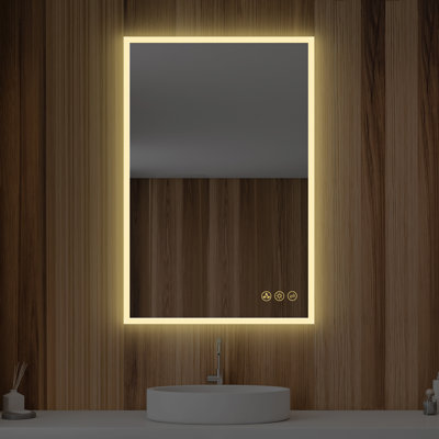 Ibanez LED Lighted Bathroom Mirror with Defogger – Wall-Mounted Vanity Mirror with Dimmable Lights & Adjustable Color Temperature -  Ivy Bronx, 1490192C725A4034A3718E9D48B62FA0